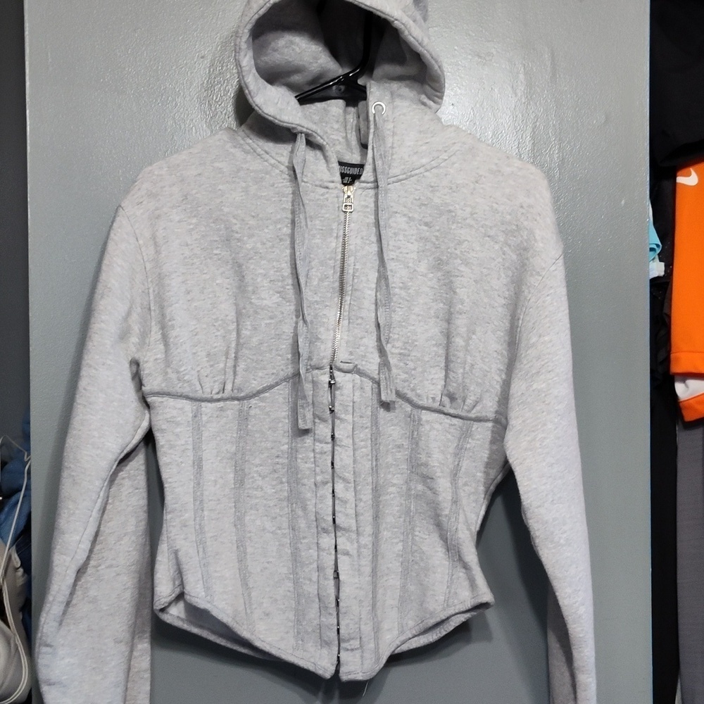 Missguided  Corset Hoodie Gray size 2 - Picture 2 of 6